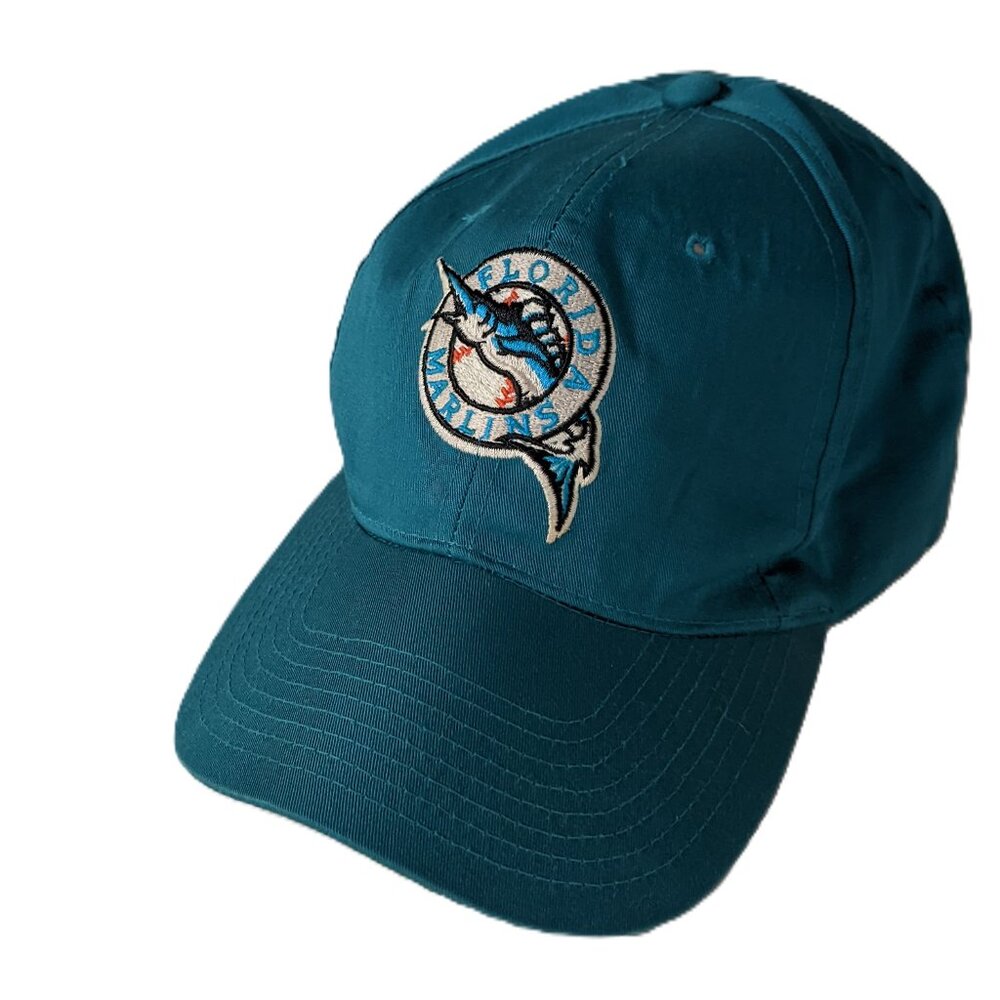 Vintage 1990's Florida Marlins Snapback Hat Teal Green